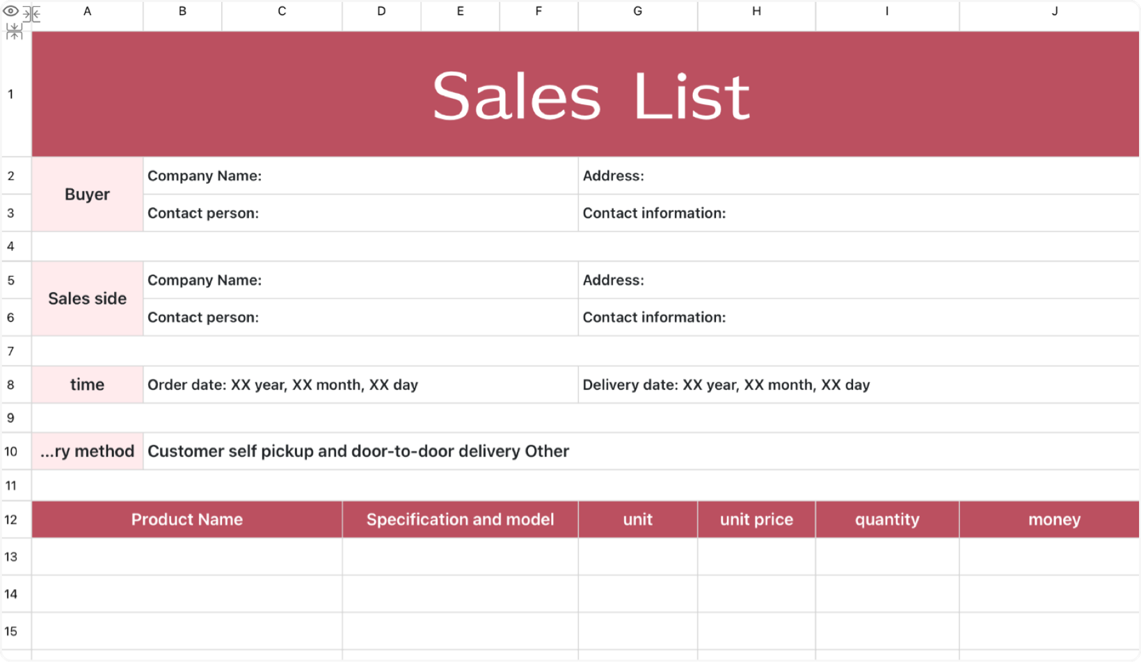 Sales list 12